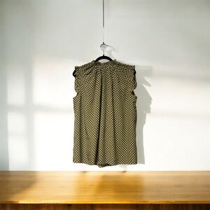 Zimmermann Polka Dot Ruffle Neck Sleeveless Blouse | Olive Green | NWT
